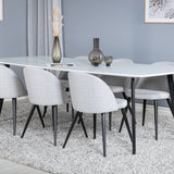 Polar Elips Matbord - Svart / Vit - 240*100*H75 +Velvetová jídelní židle - Černé nohy - Světle šedáTkanina _6