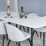 Polar Elips Matbord - Svart / Vit - 240*100*H75 +Velvetová jídelní židle - Černé nohy - Světle šedáTkanina _6