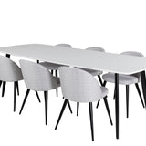 Polar Elips Matbord - Svart / Vit - 240*100*H75 +Velvetová jídelní židle - Černé nohy - Světle šedáTkanina _6