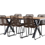 Garcia Jídelní stůl Alumnium – Hnědá / Obdélníková 100*200* +Lindos Jídelní židle Aluminium – Černá / _6