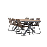 Garcia Jídelní stůl Alumnium – Hnědá / Obdélníková 100*200* +Lindos Jídelní židle Aluminium – Černá / _6