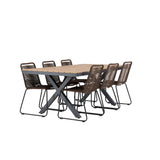 Garcia Jídelní stůl Alumnium – Hnědá / Obdélníková 100*200* +Lindos Jídelní židle Aluminium – Černá / _6