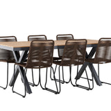 Garcia Jídelní stůl Alumnium – Hnědá / Obdélníková 100*200* +Lindos Jídelní židle Aluminium – Černá / _6