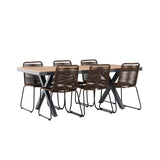 Garcia Jídelní stůl Alumnium – Hnědá / Obdélníková 100*200* +Lindos Jídelní židle Aluminium – Černá / _6