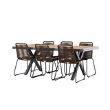 Garcia Jídelní stůl Alumnium – Hnědá / Obdélníková 100*200* +Lindos Jídelní židle Aluminium – Černá / _6