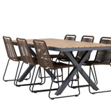 Garcia Jídelní stůl Alumnium – Hnědá / Obdélníková 100*200* +Lindos Jídelní židle Aluminium – Černá / _6