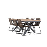 Garcia Jídelní stůl Alumnium – Hnědá / Obdélníková 100*200* +Lindos Jídelní židle Aluminium – Černá / _6