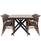 Garcia Jídelní stůl Alumnium – Hnědá / Obdélníková 100*200* + Vila Real Caféchair 2-balení – Hnědá/Černá _6