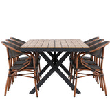 Garcia Jídelní stůl Alumnium – Hnědá / Obdélníková 100*200* + Vila Real Caféchair 2-balení – Hnědá/Černá _6