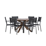 Jídelní stůl Rosario – Teak Ø140 + Stohovací židle Copacabana – Černá/Černá – Ersätter 4131-408 _6