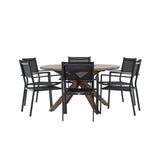 Jídelní stůl Rosario – Teak Ø140 + Stohovací židle Copacabana – Černá/Černá – Ersätter 4131-408 _6