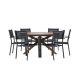 Jídelní stůl Rosario – Teak Ø140 + Stohovací židle Copacabana – Černá/Černá – Ersätter 4131-408 _6