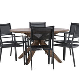 Jídelní stůl Rosario – Teak Ø140 + Stohovací židle Copacabana – Černá/Černá – Ersätter 4131-408 _6