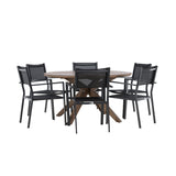 Jídelní stůl Rosario – Teak Ø140 + Stohovací židle Copacabana – Černá/Černá – Ersätter 4131-408 _6