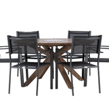 Jídelní stůl Rosario – Teak Ø140 + Stohovací židle Copacabana – Černá/Černá – Ersätter 4131-408 _6