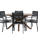 Jídelní stůl Rosario – Teak Ø140 + Stohovací židle Copacabana – Černá/Černá – Ersätter 4131-408 _6