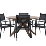 Jídelní stůl Rosario – Teak Ø140 + Stohovací židle Copacabana – Černá/Černá – Ersätter 4131-408 _6