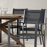 Jídelní stůl Rosario – Teak Ø140 + Stohovací židle Copacabana – Černá/Černá – Ersätter 4131-408 _6