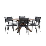 Jídelní stůl Rosario – Teak Ø140 + Stohovací židle Copacabana – Černá/Černá – Ersätter 4131-408 _6