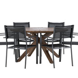 Jídelní stůl Rosario – Teak Ø140 + Stohovací židle Copacabana – Černá/Černá – Ersätter 4131-408 _6