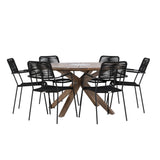 Rosario Jídelní stůl- Teak Ø140 + křeslo Lindos - Black Alu / Black Lano _6