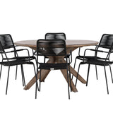 Rosario Jídelní stůl- Teak Ø140 + křeslo Lindos - Black Alu / Black Lano _6