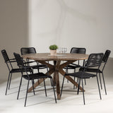 Rosario Jídelní stůl- Teak Ø140 + křeslo Lindos - Black Alu / Black Lano _6
