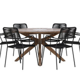 Rosario Jídelní stůl- Teak Ø140 + křeslo Lindos - Black Alu / Black Lano _6