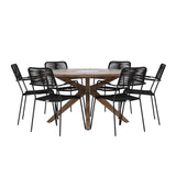 Rosario Jídelní stůl- Teak Ø140 + křeslo Lindos - Black Alu / Black Lano _6