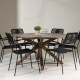 Rosario Jídelní stůl- Teak Ø140 + křeslo Lindos - Black Alu / Black Lano _6