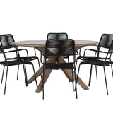 Rosario Jídelní stůl- Teak Ø140 + křeslo Lindos - Black Alu / Black Lano _6