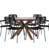 Rosario Jídelní stůl- Teak Ø140 + křeslo Lindos - Black Alu / Black Lano _6