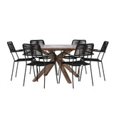 Rosario Jídelní stůl- Teak Ø140 + křeslo Lindos - Black Alu / Black Lano _6