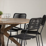 Rosario Jídelní stůl- Teak Ø140 + křeslo Lindos - Black Alu / Black Lano _6