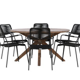 Rosario Jídelní stůl- Teak Ø140 + křeslo Lindos - Black Alu / Black Lano _6