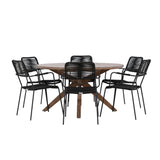 Rosario Jídelní stůl- Teak Ø140 + křeslo Lindos - Black Alu / Black Lano _6