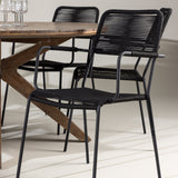 Rosario Jídelní stůl- Teak Ø140 + křeslo Lindos - Black Alu / Black Lano _6