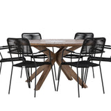 Rosario Jídelní stůl- Teak Ø140 + křeslo Lindos - Black Alu / Black Lano _6