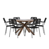 Rosario Jídelní stůl- Teak Ø140 + křeslo Lindos - Black Alu / Black Lano _6