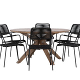 Rosario Jídelní stůl- Teak Ø140 + křeslo Lindos - Black Alu / Black Lano _6