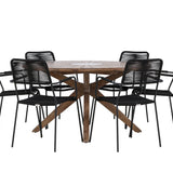 Rosario Jídelní stůl- Teak Ø140 + křeslo Lindos - Black Alu / Black Lano _6