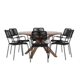 Rosario Jídelní stůl- Teak Ø140 + křeslo Lindos - Black Alu / Black Lano _6