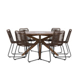 Rosario jídelní stůl – teak Ø140 + jídelní židle Lindos hliník – černá / _6