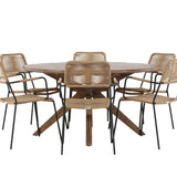 Rosario Jídelní stůl - Teak Ø140 +Lindos - Křeslo - Black Alu / Latte Latte _6