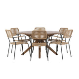 Rosario Jídelní stůl - Teak Ø140 +Lindos - Křeslo - Black Alu / Latte Latte _6