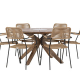 Rosario Jídelní stůl - Teak Ø140 +Lindos - Křeslo - Black Alu / Latte Latte _6