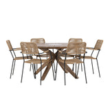 Rosario Jídelní stůl - Teak Ø140 +Lindos - Křeslo - Black Alu / Latte Latte _6