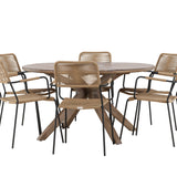 Rosario Jídelní stůl - Teak Ø140 +Lindos - Křeslo - Black Alu / Latte Latte _6