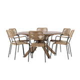Rosario Jídelní stůl - Teak Ø140 +Lindos - Křeslo - Black Alu / Latte Latte _6