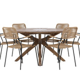 Rosario Jídelní stůl - Teak Ø140 +Lindos - Křeslo - Black Alu / Latte Latte _6